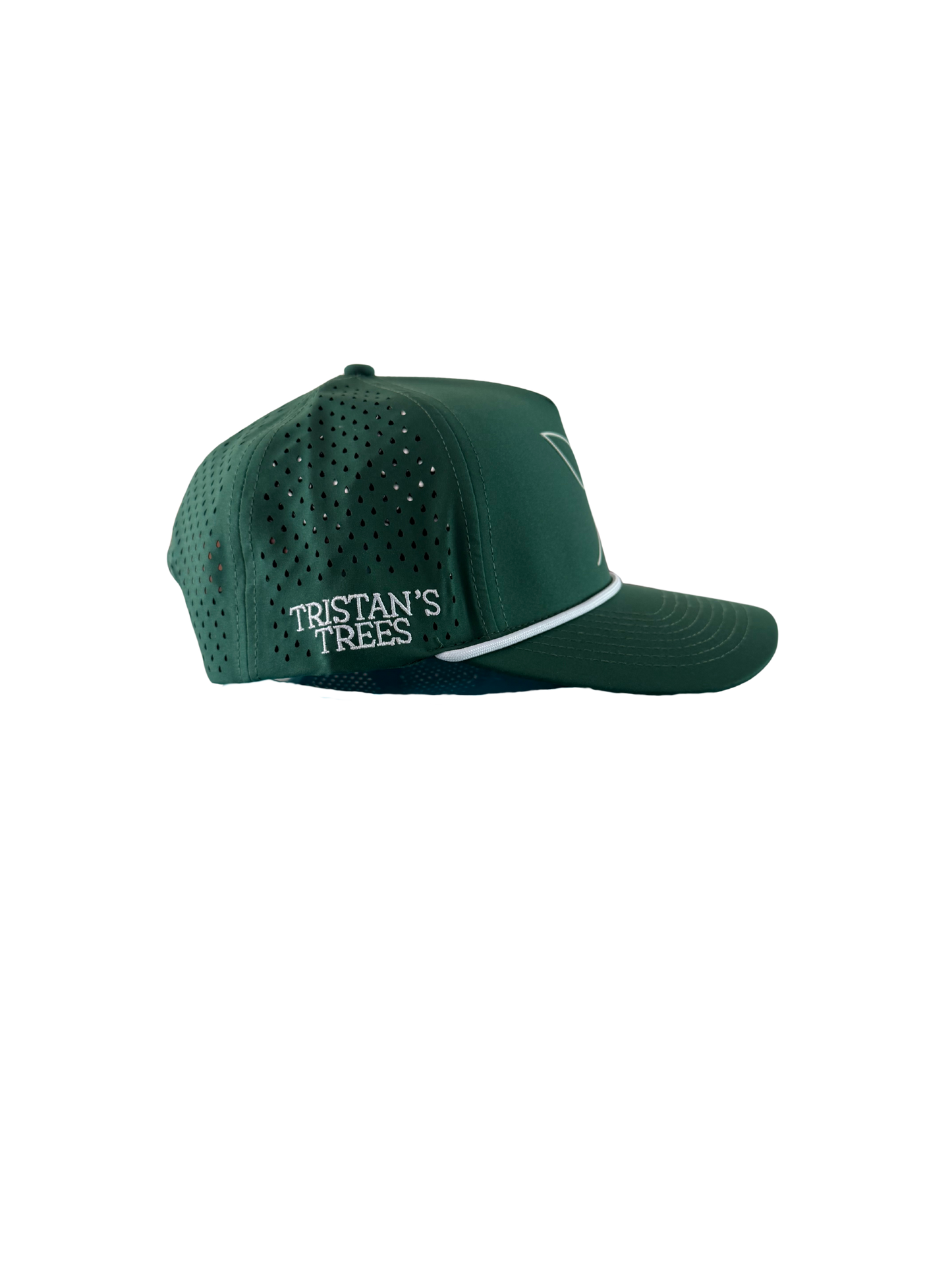 Green cap with 'Tristan's Trees' branding on a white background